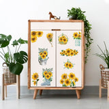 3 Sheets 3 Styles Sunflower PVC Waterproof Decorative Stickers, Self Adhesive Decals for Furniture Decoration, Flower, 300x150mm, 1 sheet/style