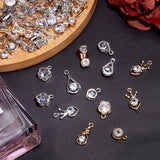 Alloy Pendants, with Cubic Zirconia, Flat Round & Teardrop & Crown & Bowknot & Flower& Heart & Star, Mixed Color, 64pcs/box