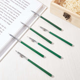 6Pcs 3 Style Art Ruling Pen, Iron Head & Plastic Handle Fine Line Masking Fluid Pen, for Applying Masking Fluid Line Work, Dark Green, 123~136x8.5~10x7mm, 2pcs/style