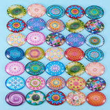 Printed Picture Glass Oval Flatback Cabochons for DIY Projects, Mixed Color, 40x30x8mm