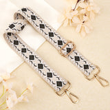Rhombus Pattern Polyester Adjustable Bag Handles, with Iron Swivel Clasps, for Bag Straps Replacement Accessories, White, 71.2~129x3.85cm