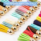 Faux Suede Tassel Pendant Decorations, with CCB Plastic Cord Ends, Mixed Color, Golden, 33~37x10mm, Hole: 2.5~3mm, 4pcs/color, 120pcs/set