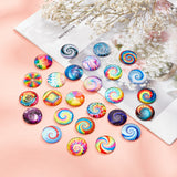 Glass Cabochons, Half Round with Mixed Pattern, Mixed Color, 25x6mm, 70pcs/bag, 1bag/box