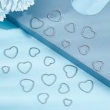 60Pcs 3 Style 304 Stainless Steel Linking Ring, Open Back Bezel, Heart, Stainless Steel Color, 10.5~18x11.5~19.5x0.8mm, 20pcs/style