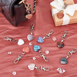 Heart Gemstone Pendant Decoration, with Alloy Swivel Clasps, 64mm, 10pcs/set