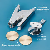 1 Box Stainless Steel Embosser, Hand-Held Embossing Stamp, for Books, Envelopes, Napkins, with 2Pcs Blank Steel Disc, Mixed Color, 42~123x42~54x2~24mm