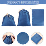 18Pcs 3 Style Satin Storage Bag, Drawstring Bag, with Plastic Golden Plated Button & Polyester Cord, Rectangle, Medium Blue, 14.5~30x14.3~22.5x0.3~0.45cm, 6Pcs/style