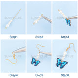 DIY Butterfly Dangle Earring Making Kits, Butterfly & Geometry Alloy Pendants, Brass Earring Hooks & Jump Rings & Pins & Links, Mixed Color, 15.5x22x3mm, Hole: 1.8mm