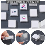 Transparent Acrylic Loose Diamond Display Boxes, with Sponge Inside, for Gemstone, Jewelry Storage, Square, White, 4.1x4.1x1.5cm