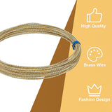 Textured Round Brass Wire, Light Gold, 20 Gauge, 0.8mm, 6m/roll