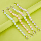 4Pcs 4 Colors Candy AB Colored Round Plastic Beaded Bag Handle, Faceted, with Metal Spring Gate Rings, Mixed Color, 30.1cm, 1pc/color