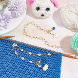 Acrylic Beaded Knitting Row Counter Chains, Alloy Enamel & Polymer Clay Rhinestone Locking Stitch Marker, Flat Round with Number & Sheep, Light Gold, 27.3cm, 2pcs/set