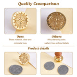 DIY Scrapbook, Brass Wax Seal Stamp Head, Compass, Golden, 25x14mm