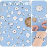 5 Styles 304 Stainless Steel Spacer Beads, Flat Round/Disc, Stainless Steel Color, 4~10mm, 60pcs/style, 300pcs/box