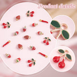 50Pcs 5 Styles Alloy Enamel Charms, Strawberry/Cherry/Horn of Plenty/Italian Horn Cornicello, Red, 12.5~20x4.5~13x3~7.5mm, Hole: 1.5~2mm, 10pcs/style