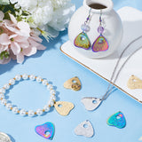 12Pcs 3 Colors 304 Stainless Steel Pendants, Heart with Cat Charms, Mixed Color, 25x22x1.4mm, Hole: 2mm, 4pcs/color