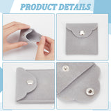 Square Velvet Jewelry Pouches, Jewelry Gift Bags with Snap Button, for Ring Necklace Earring Bracelet, Dark Gray, 5.9x6x0.9cm
