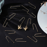 16Pcs Brass Hooks, with Vertical Loops, Real 18K Gold Plated, 31x10x2mm, Hole: 1.2mm, Pin: 0.9mm