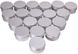 80ml Round Aluminium Tin Cans, Aluminium Jar, Storage Containers for Cosmetic, Candles, Candies, with Screw Top Lid, Platinum, 6.8x3.5cm