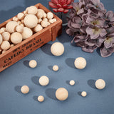 Natural Wooden Round Ball, DIY Decorative Wood Crafting Balls, Unfinished Wood Sphere, No Hole/Undrilled, Undyed, Antique White, 10~30mm, 215pcs/box
