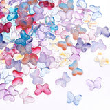 120Pcs 10 Colors Transparent Glass Beads, Butterfly, Mixed Color, 10x14x5.5mm, Hole: 1mm, 12pcs/color