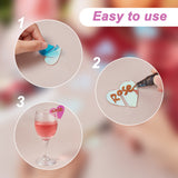 40Pcs Acrylic Wine Glass Charms, Goblet Marker, Heart, 35x39.5x1.5mm