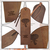 Cowhide Leather Labels, Handmade Embossed Tag, with Holes, for DIY Jeans, Bags, Shoes, Hat Accessories, 180x50x1.2mm