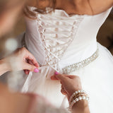 1 Set Women's Wedding Dress Zipper Replacement, Dress Loops Adjustable Fit Satin Corset Back Kit, Lace-up Formal Prom Dress, White, Ribbon: 400x1.5x0.12cm, 1pc, Loops Ribbon: 47.5x2.3x0.35cm, 2pcs