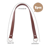 2Pcs PU Leather Shoulder Strap, with Zinc Alloy Findings, for Bag Straps Replacement Accessories, Coconut Brown, 571x20.5mm, Clasp: 33mm