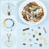 DIY Jewelry Making Finding Kit, Including 216Pcs 12 Style Alloy Charms & Connector Charms, Oval & Flower & Rectangle & Palm & Heart with Word, Mixed Color, 8~25.5x5.5~13x0.9~2mm, 12Pcs/style