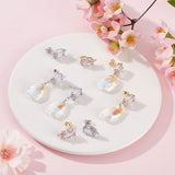 6 Pairs 2 Colors Brass Micro Pave Clear Cubic Zirconia Oval Stud Earring Findings, with Vertical Loops and Ear Nuts, Cadmium Free & Lead Free, Platinum & Golden, 17x10x6.8mm, Hole: 1.6mm, Pin: 0.9mm, 3 Pairs/color