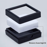 Acrylic Jewelry Gift Boxes, with Clear PVC Windows and White Sponge Inside, Square, Black, 4x4x1.8cm