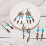 DIY Dangle Earring Making, with Alloy Pendants & Links, Synthetic Turquoise Beads, Brass Earring Hooks, Iron Eye Pin & Jump Rings, Antique Bronze, 135x70x30mm