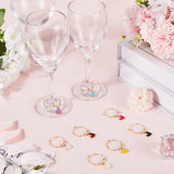 Alloy Enamel Wine Glass Charms, with Glass Beads and Brass Wine Glass Charm Rings, Heart, Mixed Color, 45mm, 8pcs/box