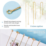 9 Pairs 3 Style Brass Stud Earring Findings, with Loops, Long-Lasting Plated, Ear Threads, Golden, 70~100x1x0.6~1mm, Hole: 1.5~2mm, Pin: 0.5~0.7mm, 3 Pairs/style