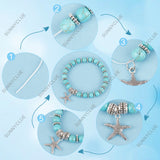 DIY Ocean Theme Bracelet Making Kit, Alloy Starfish & Shell & Sea Horse Pendants, Synthetic Turquoise Turtle & Magnesite & Glass & Alloy Beads, Turquoise