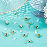 50Pcs 304 Stainless Steel Stud Earring Settings, with 100Pcs Plastic Ear Nuts, Golden, 16x8mm, Tray: 6.5mm, Pin: 0.8mm