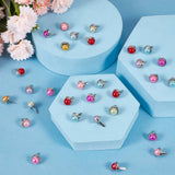 2 Bags Iron Fasteners Brads, with Plastic Imitation Pearl,for Scrapbooking, Photo Album, Embellishment Wedding Supplies, Children Puppy Dolls Decoration, Half Round, Mixed Color, 1.4x0.95cm, 50pcs/bag