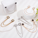 6Pcs 6 Styles Alloy Hanging Chains Collar Pins Tie Clips, Plastic Imitation Pearl Clip Brooch for Women, Mixed Color, 190~202x3mm, 1pc/style