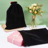 Rectangle Velvet Jewelry Bags, Drawstring Bags, Black, 37x28cm