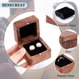 Square Wood Ring Storage Boxes, Flip Cover Case, with Velvet Inside and Magnetic Clasps, for Wedding, Proposal, Valentine's Day, Coconut Brown, 5.5x5.5x3.8cm