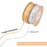2Roll 2 Color Polyester Cord, for Jewelry, Bracelet Making, Flat, Mixed Color, 2.5mm, about 16.40 Yards(15m)/Set