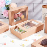 Folding Kraft Paper Cardboard Jewelry Gift Drawer Boxes, with PVC Visible Window, Rectangle, BurlyWood, Finished Product: 18.5x14.4x4.5cm