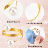 Iron Napkin Rings, with Round Plastic Pearl Beads, for Wedding, Party Serving, Golden, 6~38mm, Inner Diameter: 35mm