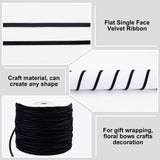 100 Yards Flat Single Face Velvet Ribbon, for Gift Wrapping, Floral Bows Crafts Decoration, Black, 1/8 inch(3mm)