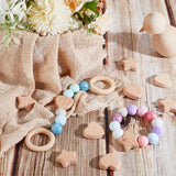 30Pcs 2 Styles Wood Beads, Undyed, Star & Heart Shape, Beige, 25.5x25x8mm and 28.5x29.5x8mm, Hole: 3mm, 15pcs/style