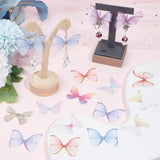 180Pcs 9 Style Two Tone Polyester Fabric Wings Crafts Decoration, for DIY Jewelry Crafts Earring Necklace Hair Clip Decoration, Butterfly, Mixed Color, 32~37x42~47mm, 20pcs/style