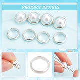 8Pcs Sterling Silver Bead Frame, Ring, with Suede Fabric Square Silver Polishing Cloth, Silver, 8.5x2.2mm, Hole: 1mm, Inner Diameter: 6.6mm