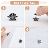 24Pcs Alloy Star Lapel Pin Brooches, Badges for Backpack Clothes, Gunmetal, 17x18x4mm