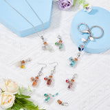 8Pcs 8 Styles Mixed Gemstone Chip Beads Glass Bottle European Dangle Charms, Alloy Large Hole Pendant with Glass Flower Charms, 36mm, Charm: 25mm, 1pc/style